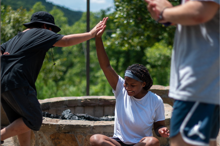 campers high five